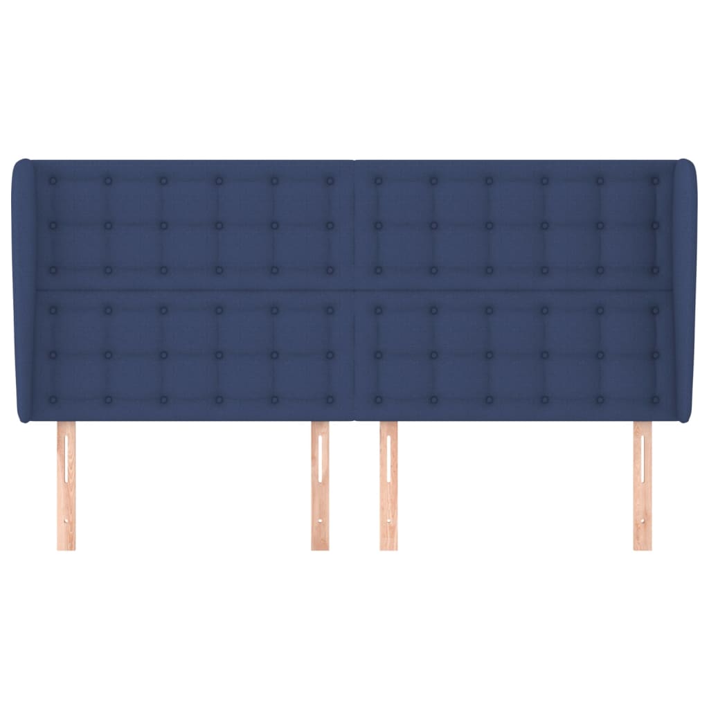 Hoofdbord met randen 203x23x118/128 cm stof blauw Hoofdborden en voetborden | Creëer jouw Trendy Thuis | Gratis bezorgd & Retour | Trendy.nl