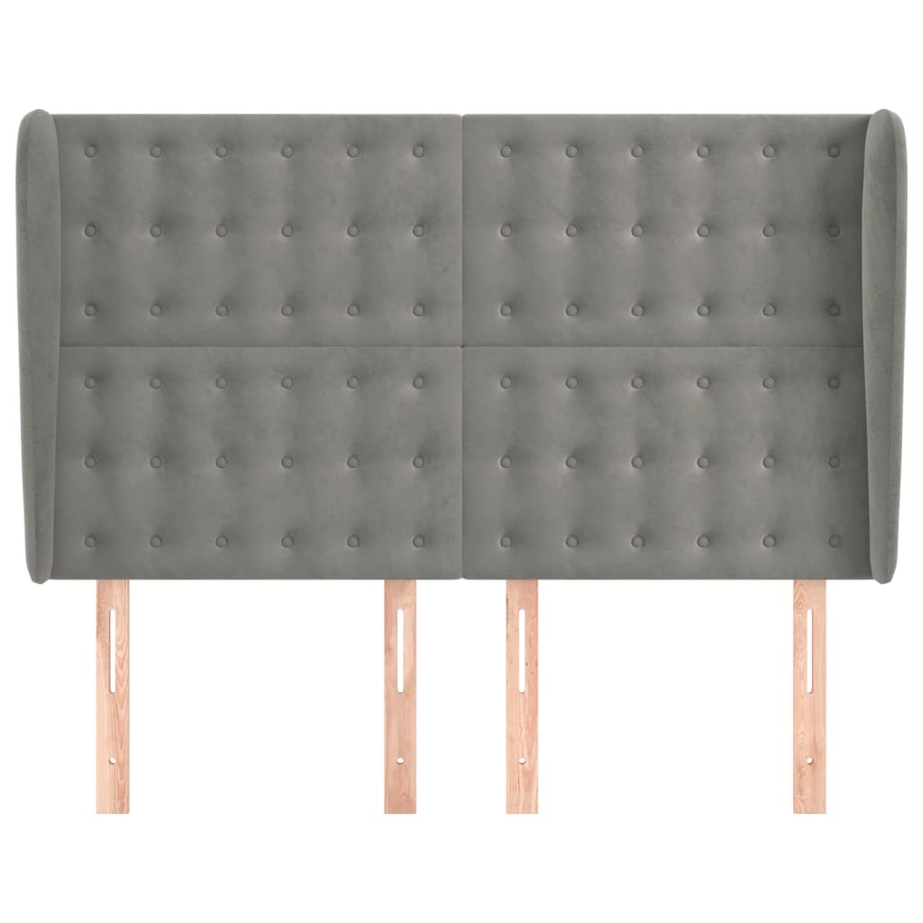 Hoofdbord met randen 147x23x118/128 cm fluweel lichtgrijs Hoofdborden en voetborden | Creëer jouw Trendy Thuis | Gratis bezorgd & Retour | Trendy.nl