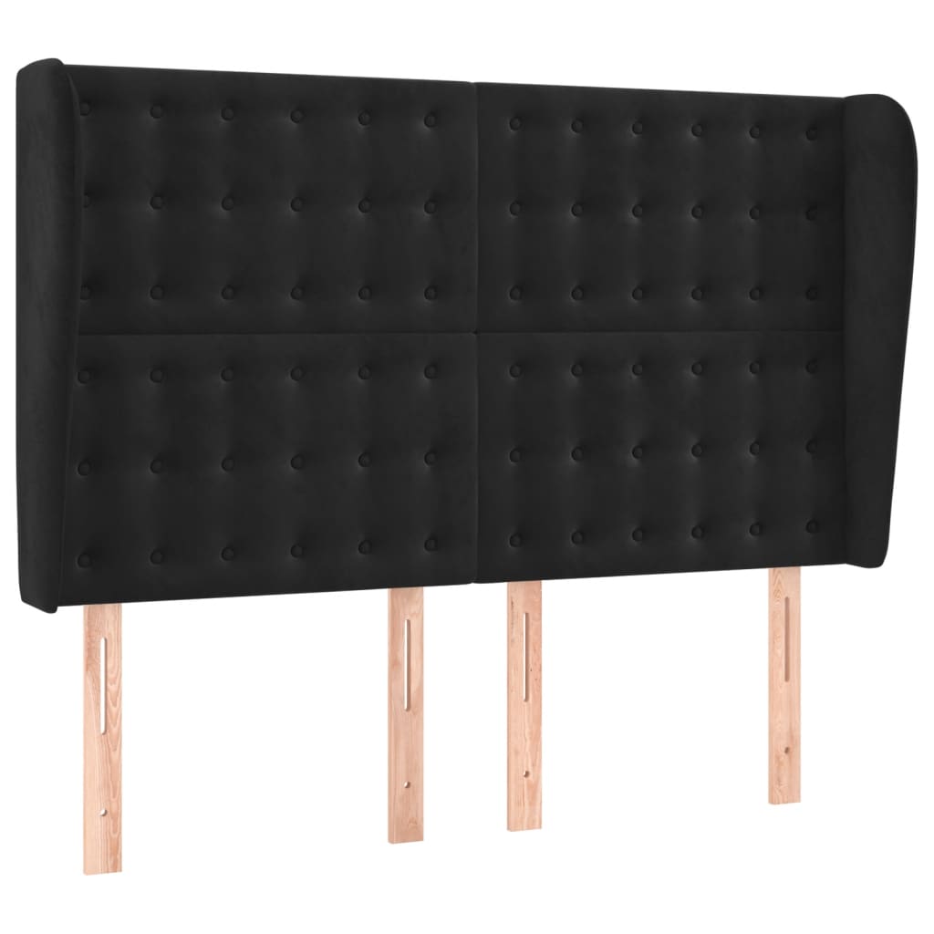 Hoofdbord met randen 147x23x118/128 cm fluweel zwart Hoofdborden en voetborden | Creëer jouw Trendy Thuis | Gratis bezorgd & Retour | Trendy.nl