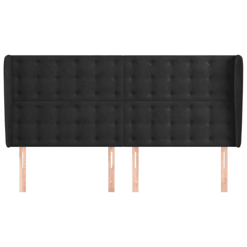 Hoofdbord met randen 163x23x118/128 cm fluweel zwart Hoofdborden en voetborden | Creëer jouw Trendy Thuis | Gratis bezorgd & Retour | Trendy.nl