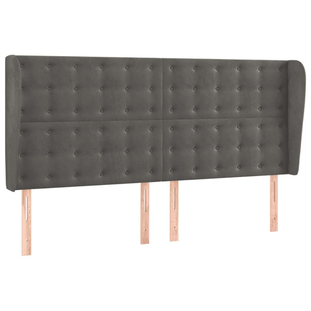 Hoofdbord met randen 203x23x118/128 cm fluweel donkergrijs Hoofdborden en voetborden | Creëer jouw Trendy Thuis | Gratis bezorgd & Retour | Trendy.nl