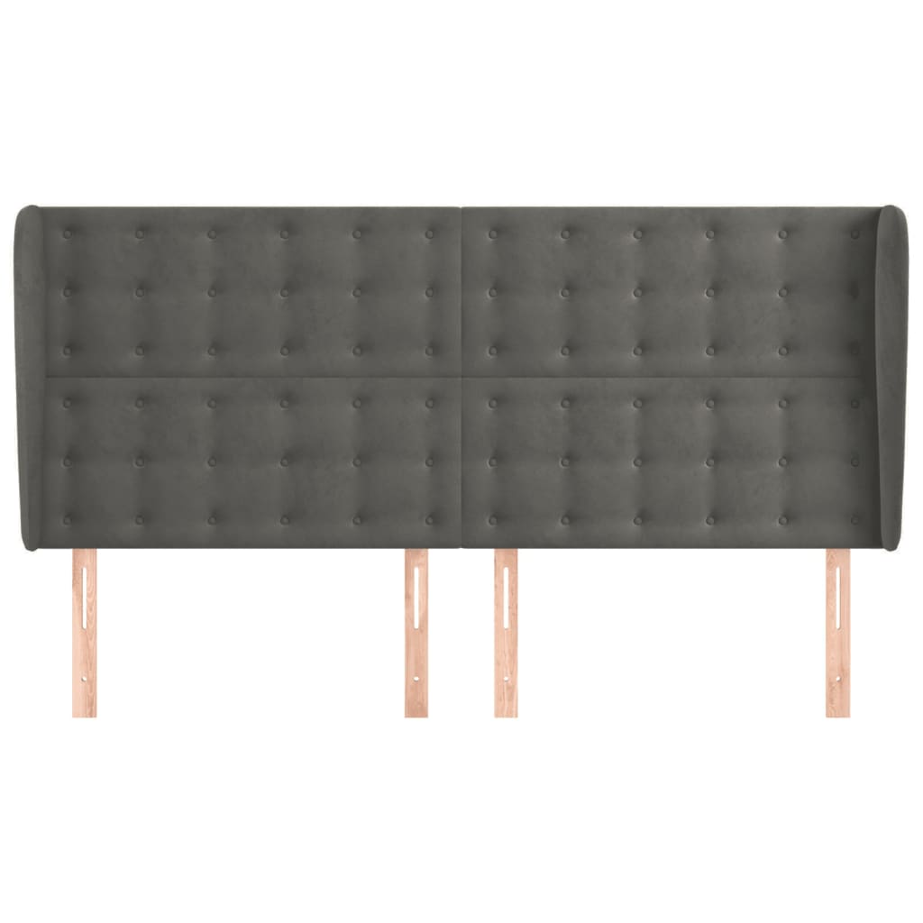 Hoofdbord met randen 203x23x118/128 cm fluweel donkergrijs Hoofdborden en voetborden | Creëer jouw Trendy Thuis | Gratis bezorgd & Retour | Trendy.nl