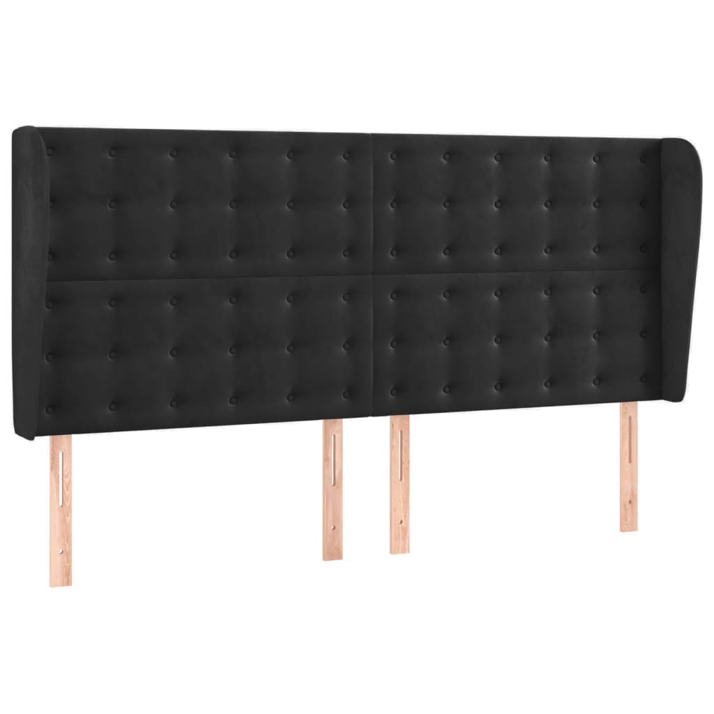 Hoofdbord met randen 203x23x118/128 cm fluweel zwart Hoofdborden en voetborden | Creëer jouw Trendy Thuis | Gratis bezorgd & Retour | Trendy.nl