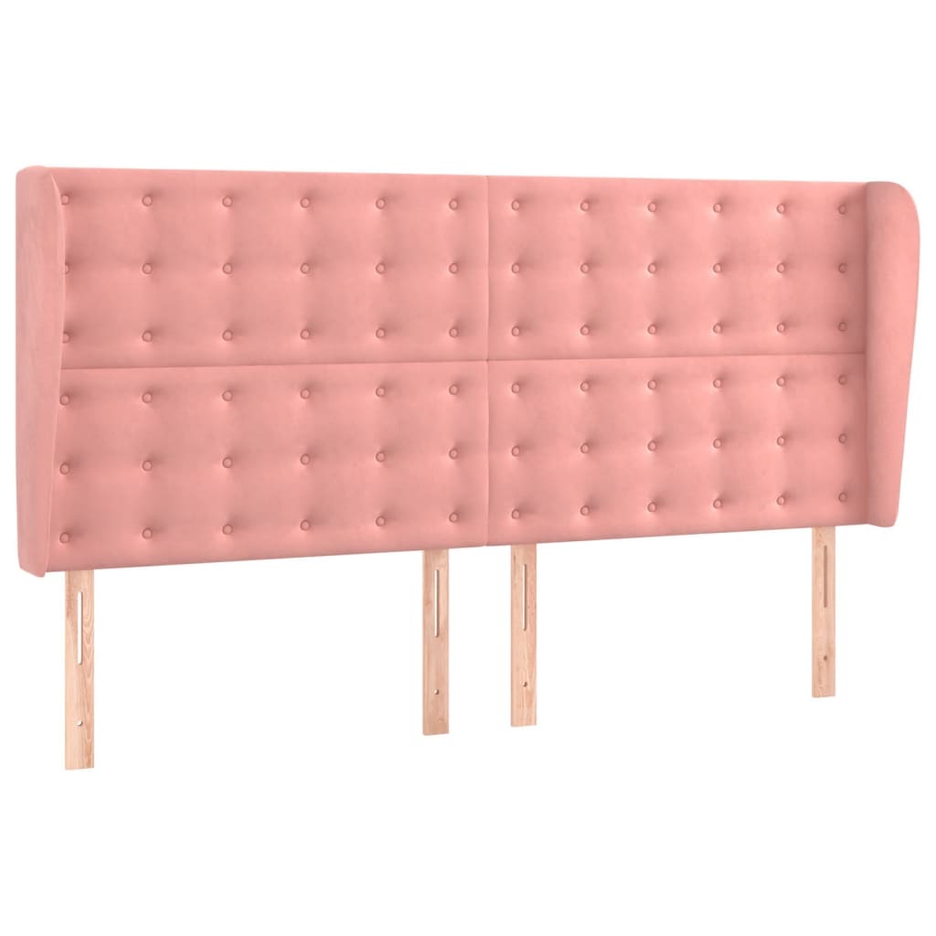 Hoofdbord met randen 203x23x118/128 cm fluweel roze Hoofdborden en voetborden | Creëer jouw Trendy Thuis | Gratis bezorgd & Retour | Trendy.nl