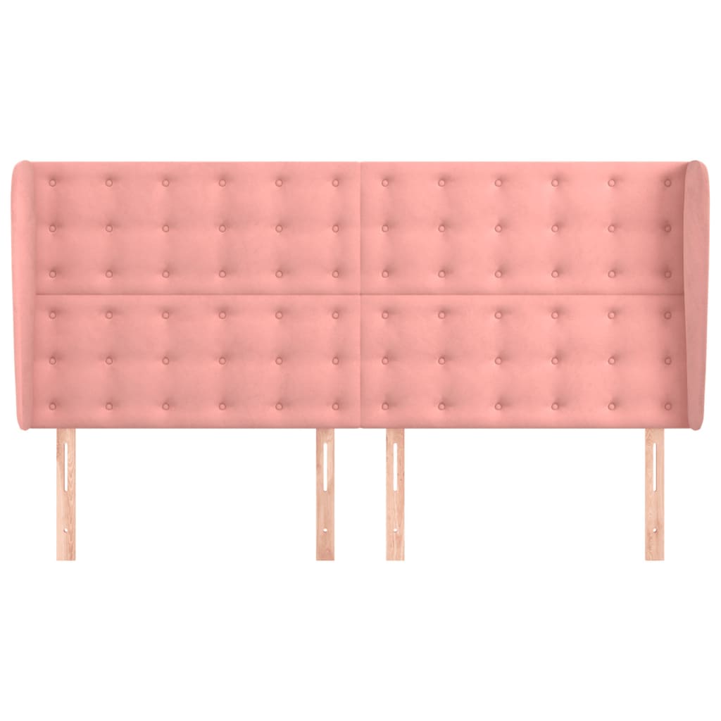 Hoofdbord met randen 203x23x118/128 cm fluweel roze Hoofdborden en voetborden | Creëer jouw Trendy Thuis | Gratis bezorgd & Retour | Trendy.nl