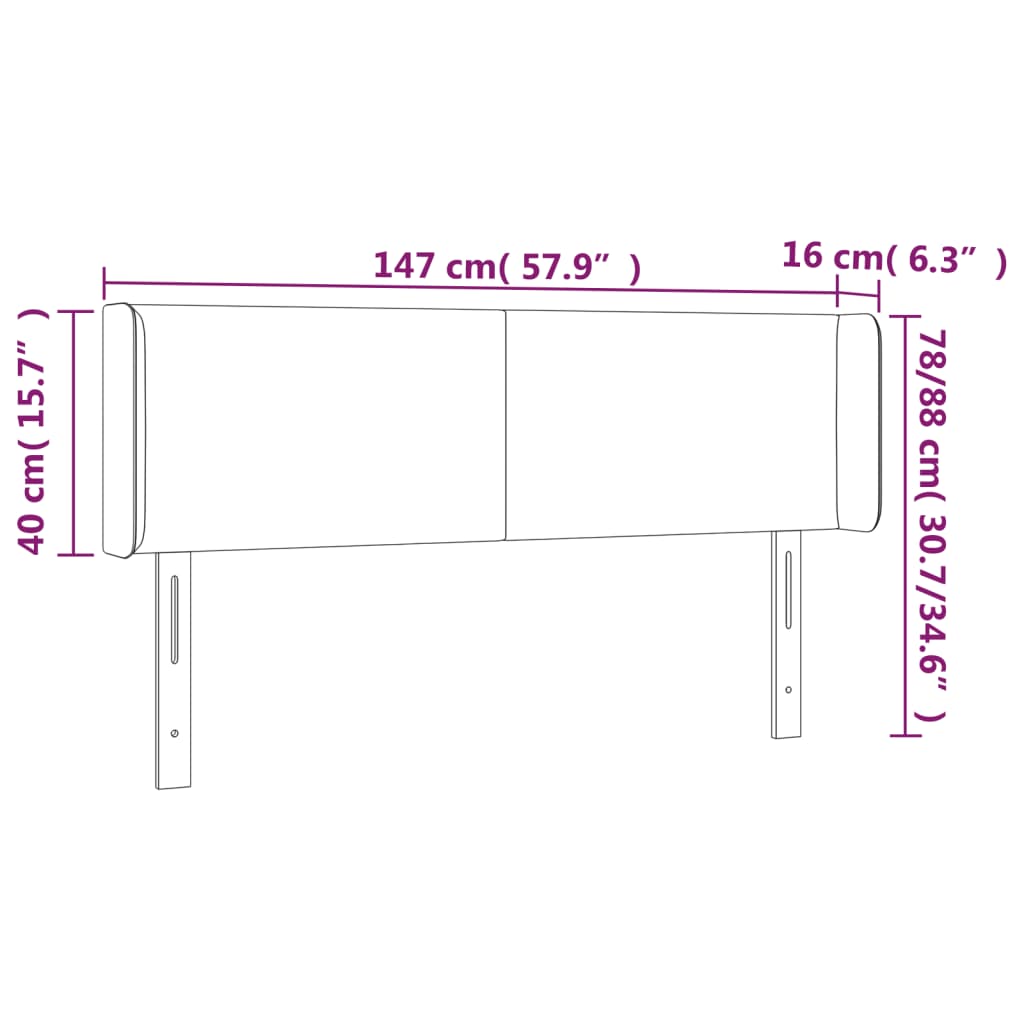 Hoofdbord met randen 147x16x78/88 cm fluweel zwart Hoofdborden en voetborden | Creëer jouw Trendy Thuis | Gratis bezorgd & Retour | Trendy.nl