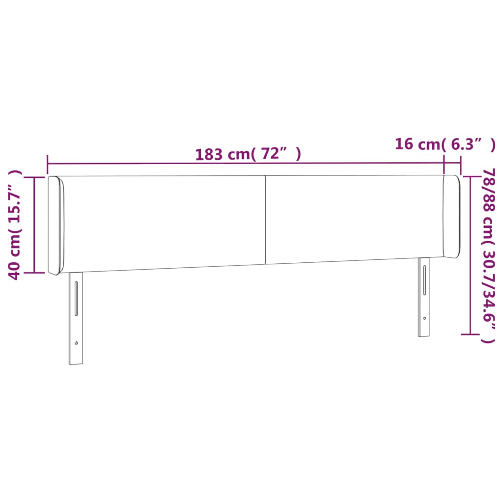 Hoofdbord met randen 183x16x78/88 cm fluweel roze Hoofdborden en voetborden | Creëer jouw Trendy Thuis | Gratis bezorgd & Retour | Trendy.nl