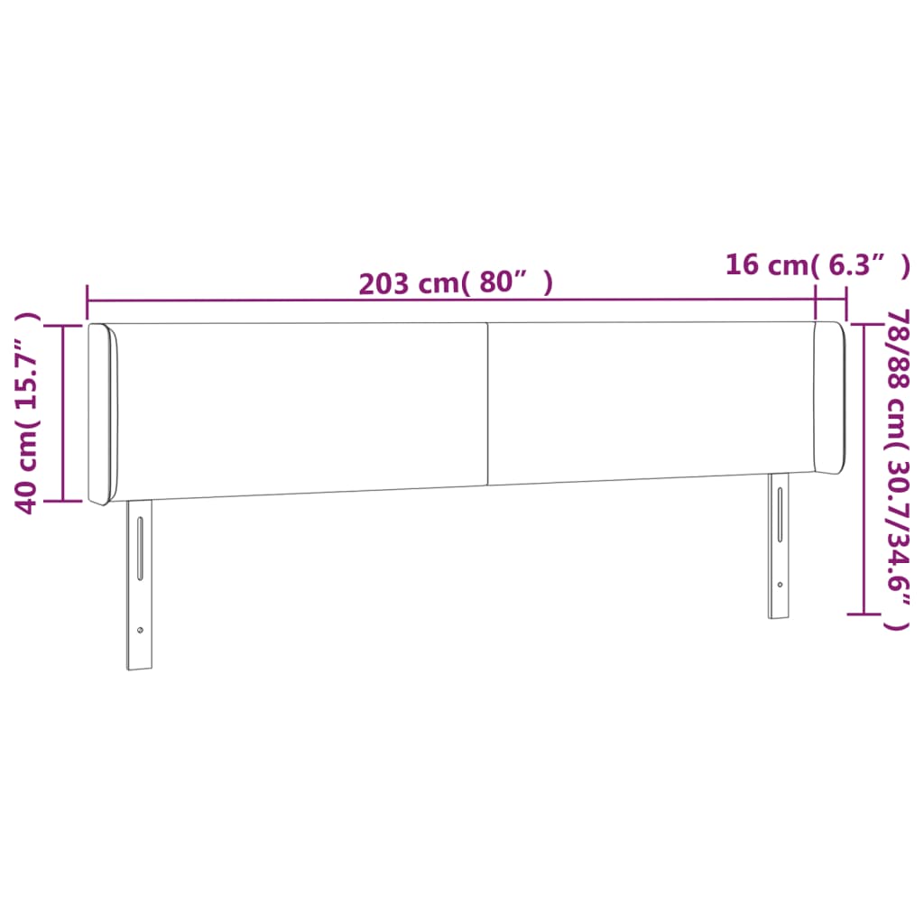 Hoofdbord met randen 203x16x78/88 cm fluweel roze Hoofdborden en voetborden | Creëer jouw Trendy Thuis | Gratis bezorgd & Retour | Trendy.nl