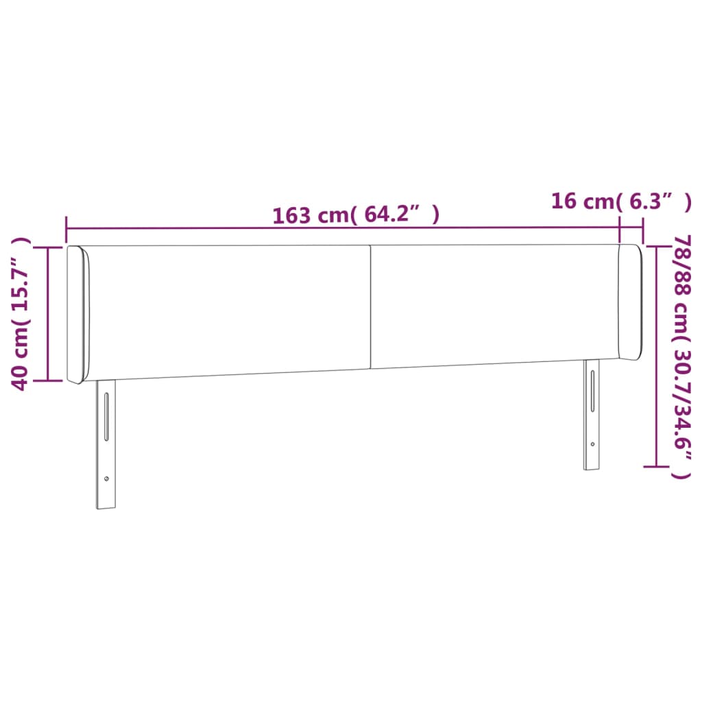 Hoofdbord met randen 163x16x78/88 cm kunstleer zwart Hoofdborden en voetborden | Creëer jouw Trendy Thuis | Gratis bezorgd & Retour | Trendy.nl