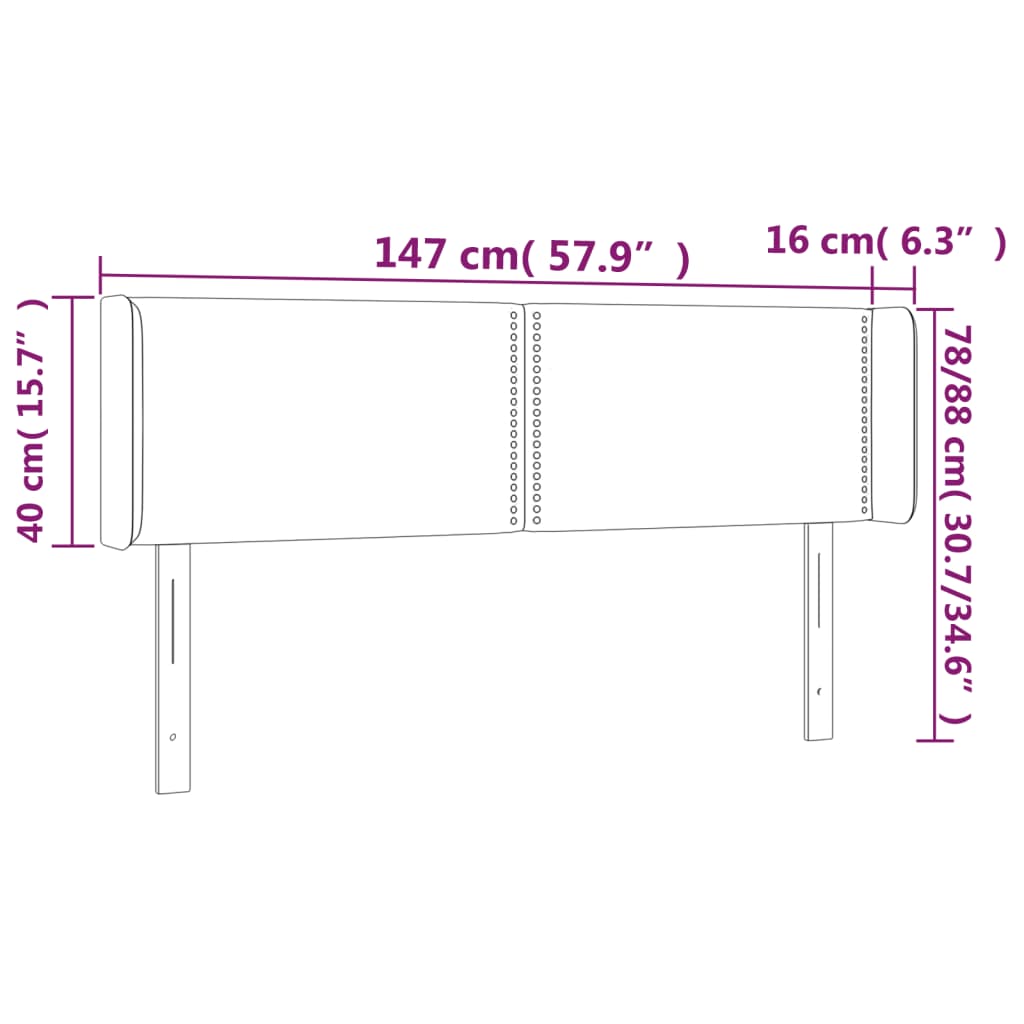 Hoofdbord met randen 147x16x78/88 cm fluweel roze Hoofdborden en voetborden | Creëer jouw Trendy Thuis | Gratis bezorgd & Retour | Trendy.nl