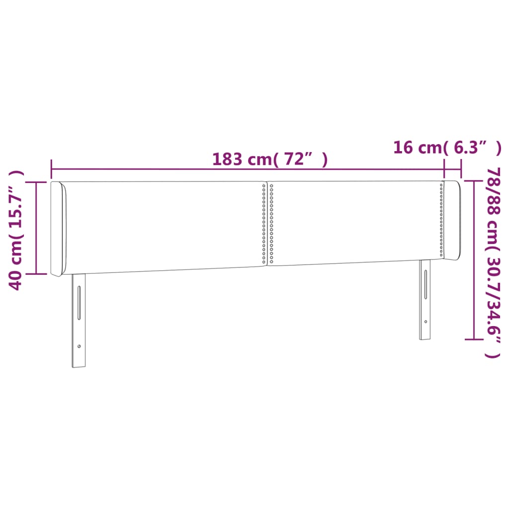 Hoofdbord met randen 183x16x78/88 cm fluweel roze Hoofdborden en voetborden | Creëer jouw Trendy Thuis | Gratis bezorgd & Retour | Trendy.nl