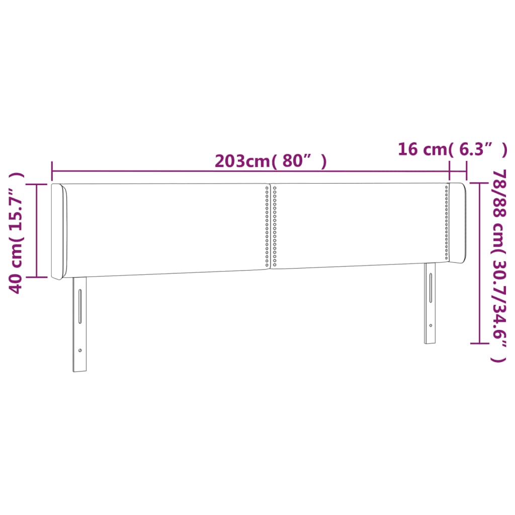 Hoofdbord met randen 203x16x78/88 cm fluweel roze Hoofdborden en voetborden | Creëer jouw Trendy Thuis | Gratis bezorgd & Retour | Trendy.nl