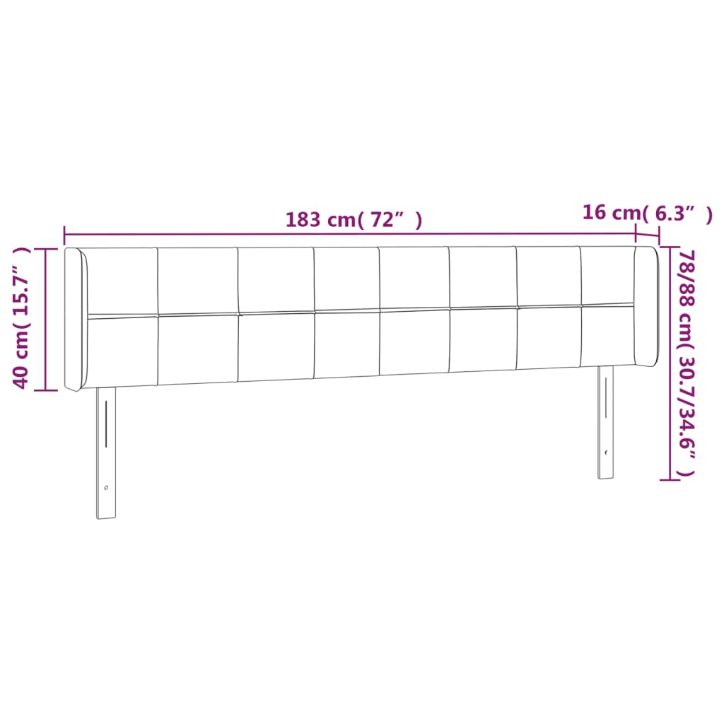 Hoofdbord met randen 183x16x78/88 cm fluweel lichtgrijs Hoofdborden en voetborden | Creëer jouw Trendy Thuis | Gratis bezorgd & Retour | Trendy.nl