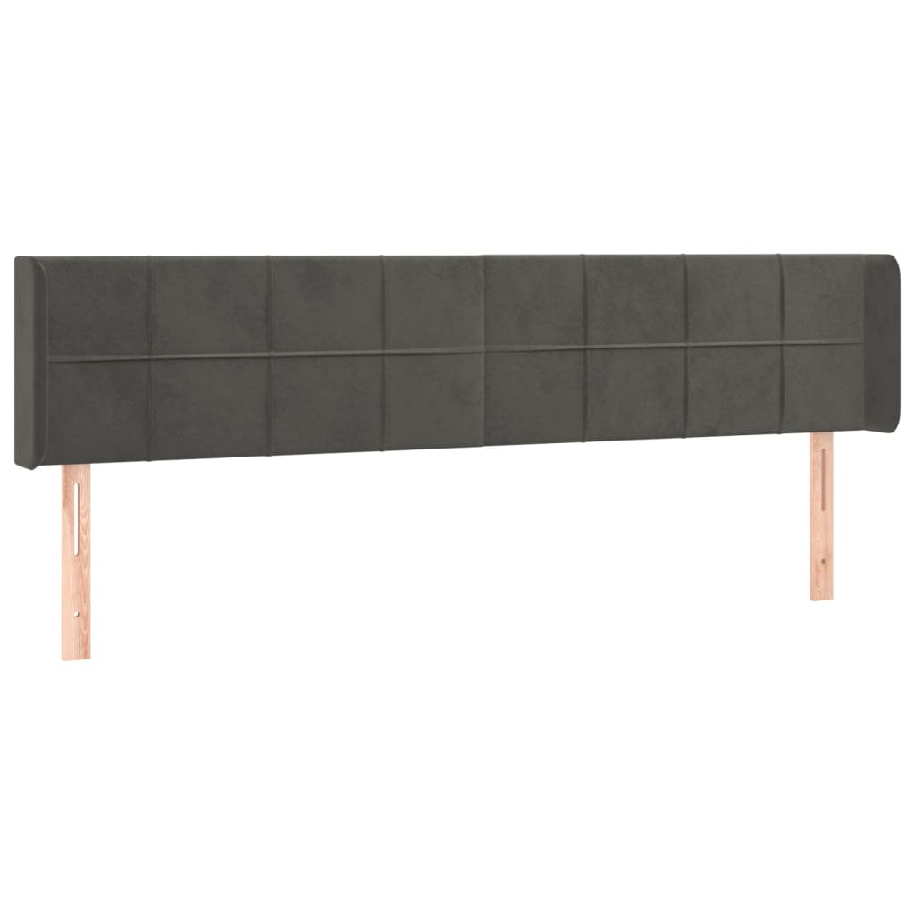 Hoofdbord met randen 183x16x78/88 cm fluweel donkergrijs Hoofdborden en voetborden | Creëer jouw Trendy Thuis | Gratis bezorgd & Retour | Trendy.nl