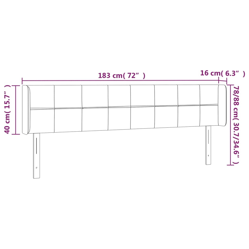 Hoofdbord met randen 183x16x78/88 cm fluweel donkergrijs Hoofdborden en voetborden | Creëer jouw Trendy Thuis | Gratis bezorgd & Retour | Trendy.nl