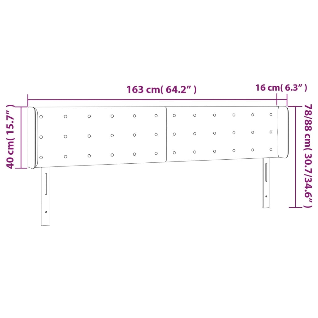 Hoofdbord met randen 163x16x78/88 cm kunstleer grijs Hoofdborden en voetborden | Creëer jouw Trendy Thuis | Gratis bezorgd & Retour | Trendy.nl