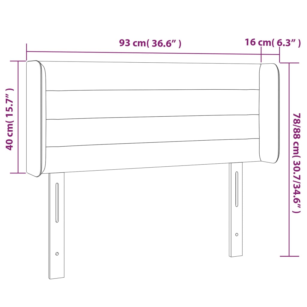 Hoofdbord met randen 93x16x78/88 cm fluweel lichtgrijs Hoofdborden en voetborden | Creëer jouw Trendy Thuis | Gratis bezorgd & Retour | Trendy.nl