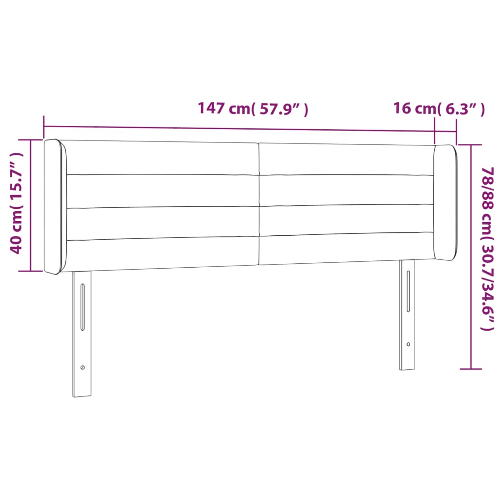 Hoofdbord met randen 147x16x78/88 cm fluweel donkergrijs Hoofdborden en voetborden | Creëer jouw Trendy Thuis | Gratis bezorgd & Retour | Trendy.nl