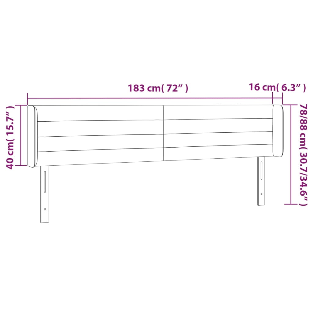 Hoofdbord met randen 183x16x78/88 cm fluweel zwart Hoofdborden en voetborden | Creëer jouw Trendy Thuis | Gratis bezorgd & Retour | Trendy.nl