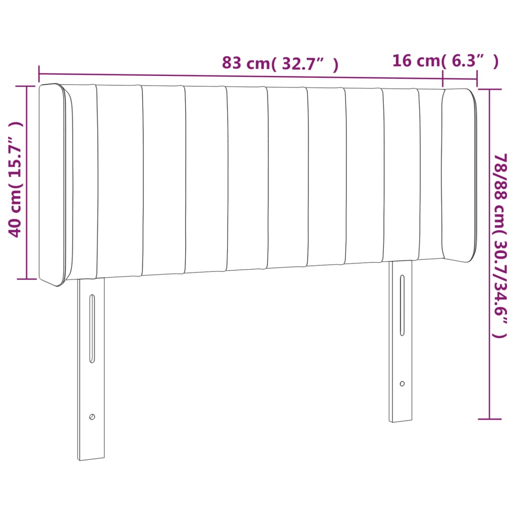 Hoofdbord met randen 83x16x78/88 cm fluweel roze Hoofdborden en voetborden | Creëer jouw Trendy Thuis | Gratis bezorgd & Retour | Trendy.nl