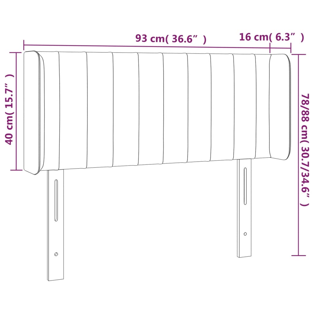 Hoofdbord met randen 93x16x78/88 cm fluweel lichtgrijs Hoofdborden en voetborden | Creëer jouw Trendy Thuis | Gratis bezorgd & Retour | Trendy.nl