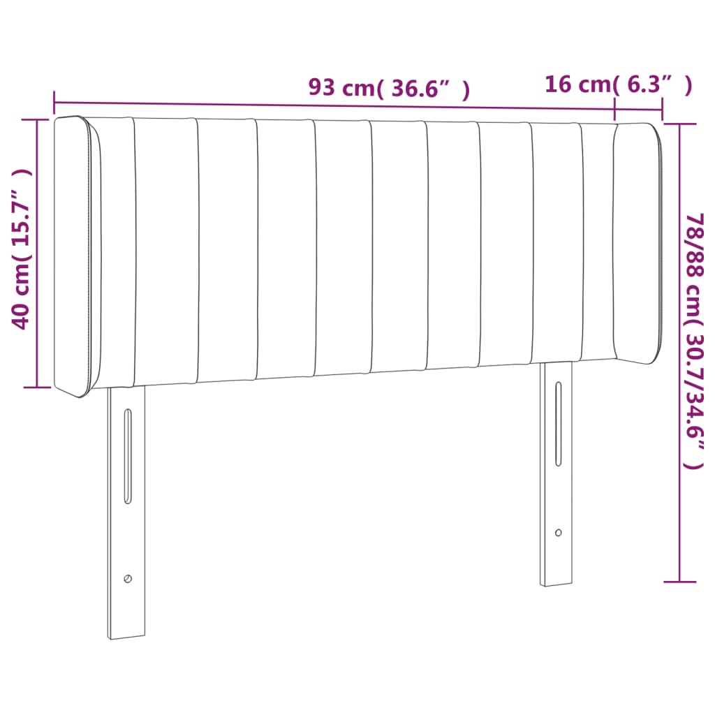 Hoofdbord met randen 93x16x78/88 cm fluweel donkergrijs Hoofdborden en voetborden | Creëer jouw Trendy Thuis | Gratis bezorgd & Retour | Trendy.nl