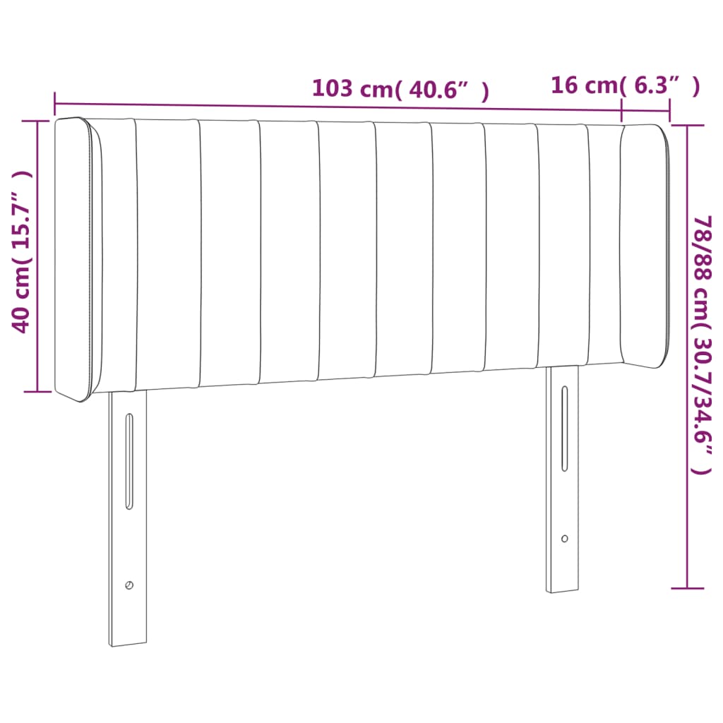 Hoofdbord met randen 103x16x78/88 cm fluweel zwart Hoofdborden en voetborden | Creëer jouw Trendy Thuis | Gratis bezorgd & Retour | Trendy.nl