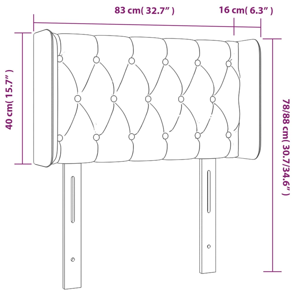 Hoofdbord met randen 83x16x78/88 cm fluweel zwart Hoofdborden en voetborden | Creëer jouw Trendy Thuis | Gratis bezorgd & Retour | Trendy.nl