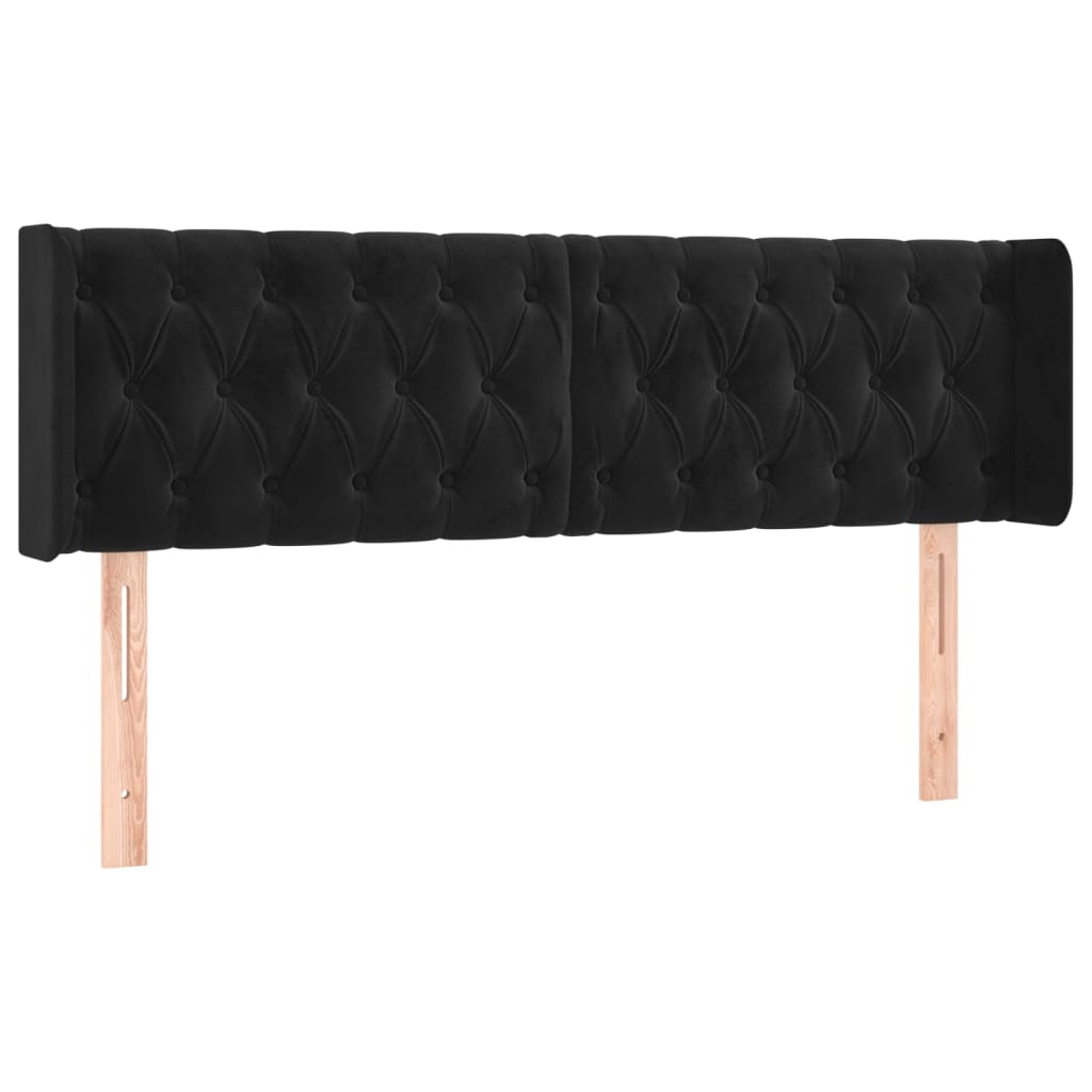 Hoofdbord met randen 147x16x78/88 cm fluweel zwart Hoofdborden en voetborden | Creëer jouw Trendy Thuis | Gratis bezorgd & Retour | Trendy.nl