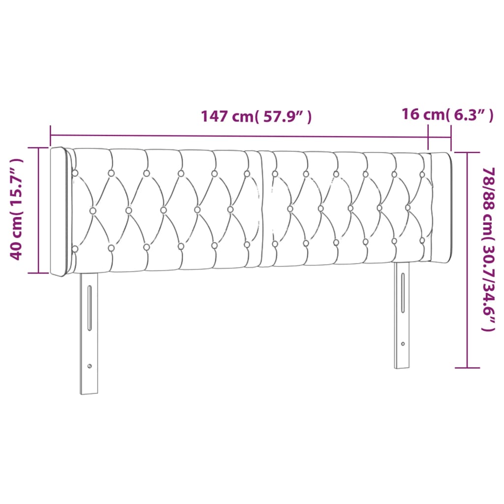 Hoofdbord met randen 147x16x78/88 cm fluweel zwart Hoofdborden en voetborden | Creëer jouw Trendy Thuis | Gratis bezorgd & Retour | Trendy.nl