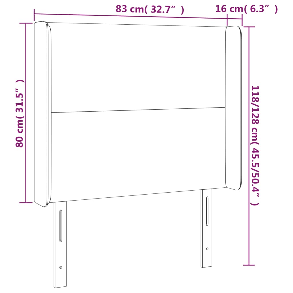 Hoofdbord met randen 83x16x118/128 cm stof crèmekleurig Hoofdborden en voetborden | Creëer jouw Trendy Thuis | Gratis bezorgd & Retour | Trendy.nl