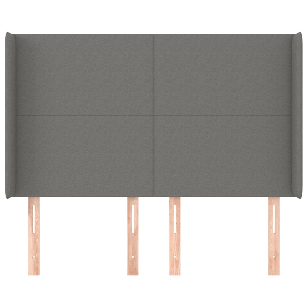 Hoofdbord met randen 147x16x118/128 cm stof donkergrijs Hoofdborden en voetborden | Creëer jouw Trendy Thuis | Gratis bezorgd & Retour | Trendy.nl