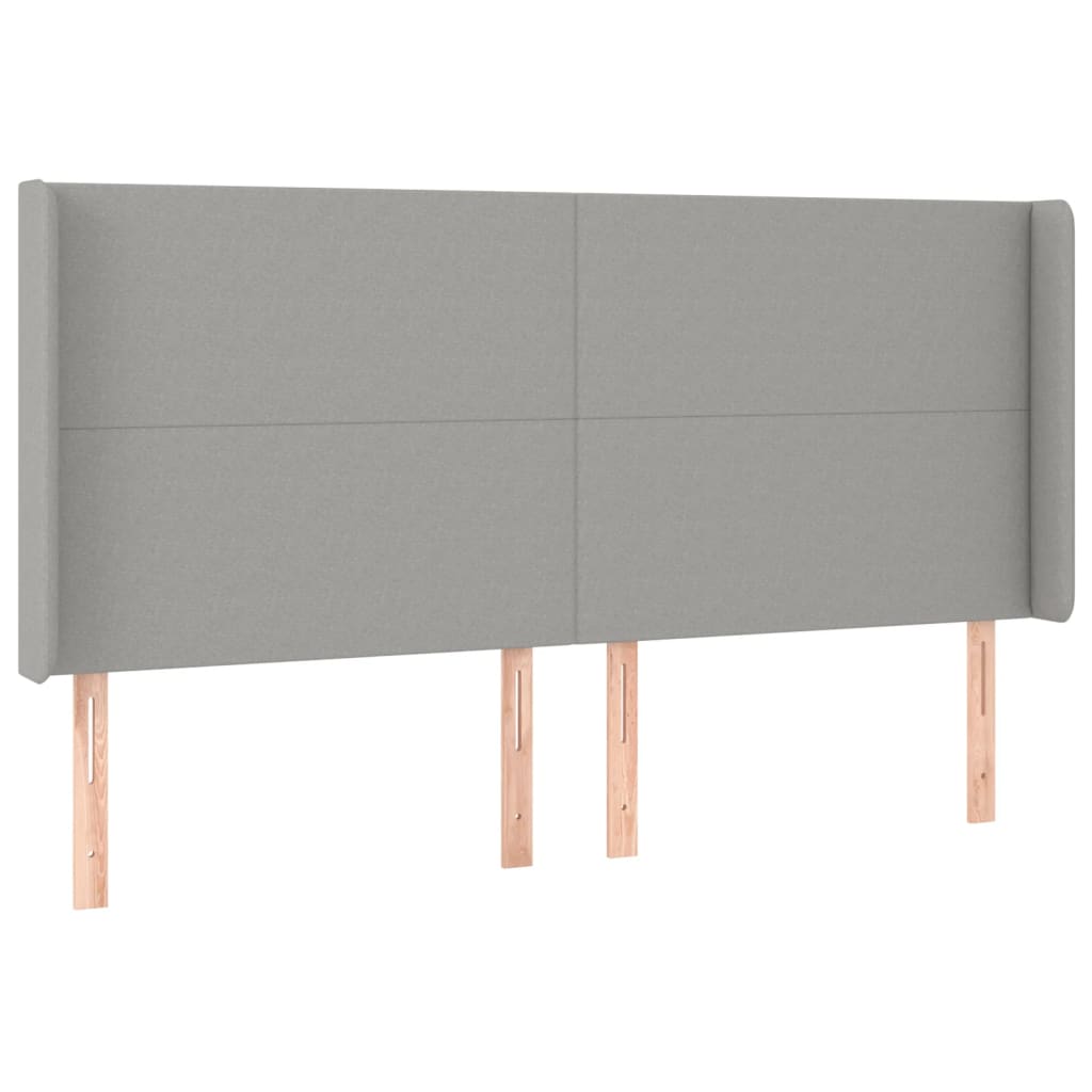 Hoofdbord met randen 163x16x118/128 cm stof lichtgrijs Hoofdborden en voetborden | Creëer jouw Trendy Thuis | Gratis bezorgd & Retour | Trendy.nl