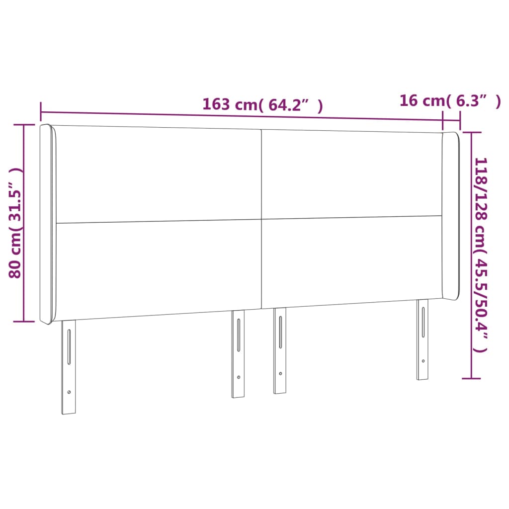 Hoofdbord met randen 163x16x118/128 cm stof lichtgrijs Hoofdborden en voetborden | Creëer jouw Trendy Thuis | Gratis bezorgd & Retour | Trendy.nl