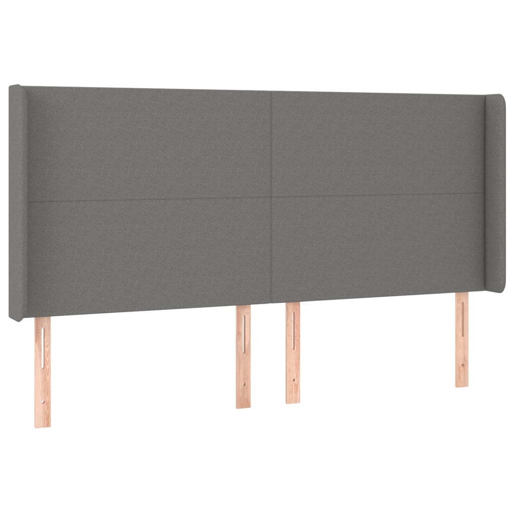 Hoofdbord met randen 163x16x118/128 cm stof donkergrijs Hoofdborden en voetborden | Creëer jouw Trendy Thuis | Gratis bezorgd & Retour | Trendy.nl