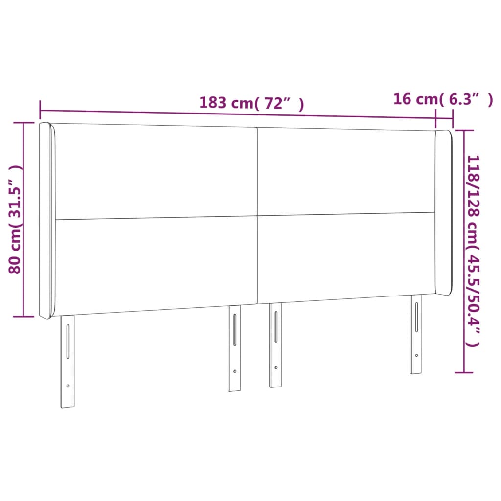 Hoofdbord met randen 183x16x118/128 cm stof donkergrijs Hoofdborden en voetborden | Creëer jouw Trendy Thuis | Gratis bezorgd & Retour | Trendy.nl