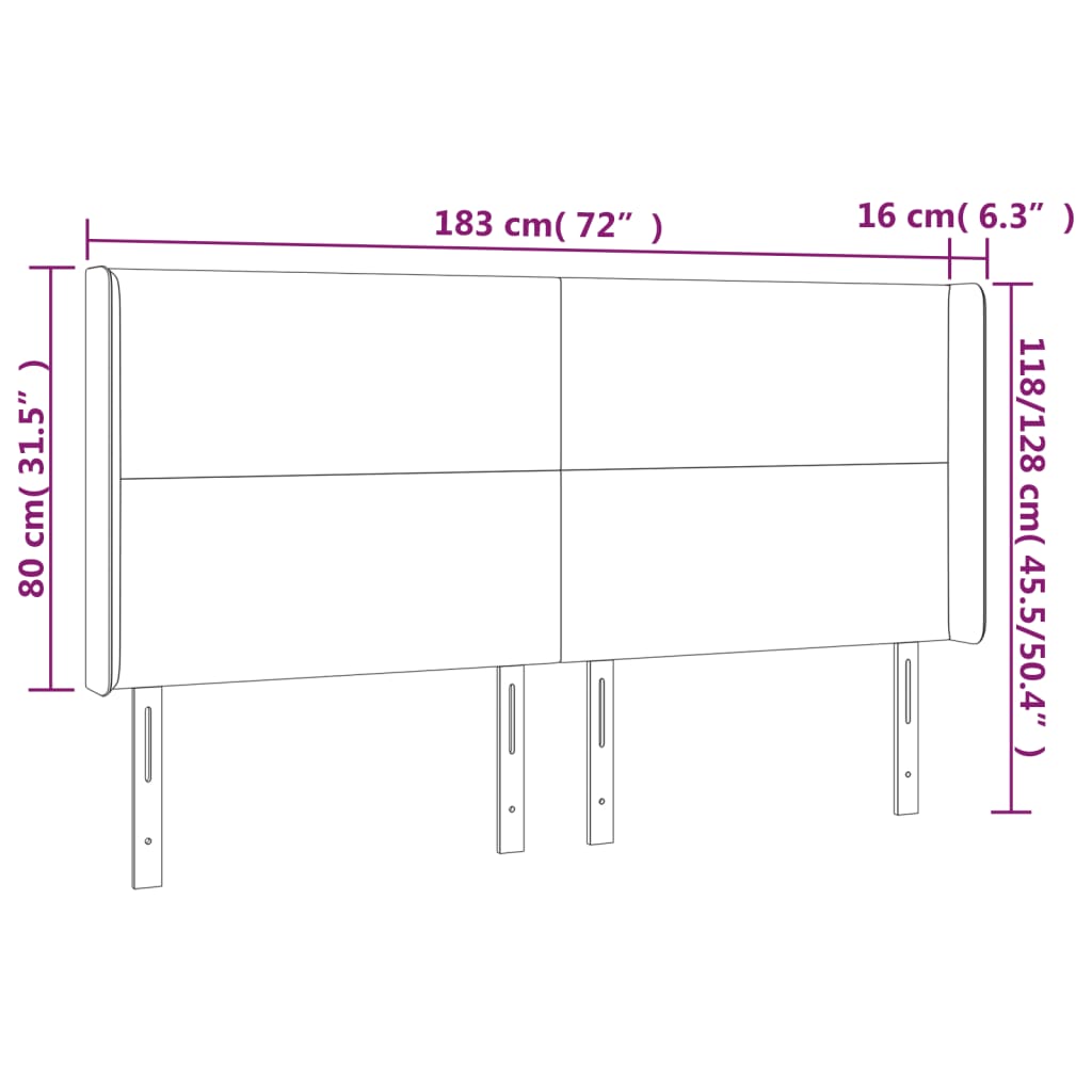 Hoofdbord met randen 183x16x118/128 cm stof zwart Hoofdborden en voetborden | Creëer jouw Trendy Thuis | Gratis bezorgd & Retour | Trendy.nl