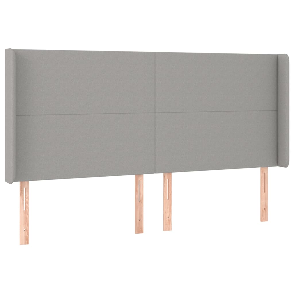 Hoofdbord met randen 203x16x118/128 cm stof lichtgrijs Hoofdborden en voetborden | Creëer jouw Trendy Thuis | Gratis bezorgd & Retour | Trendy.nl