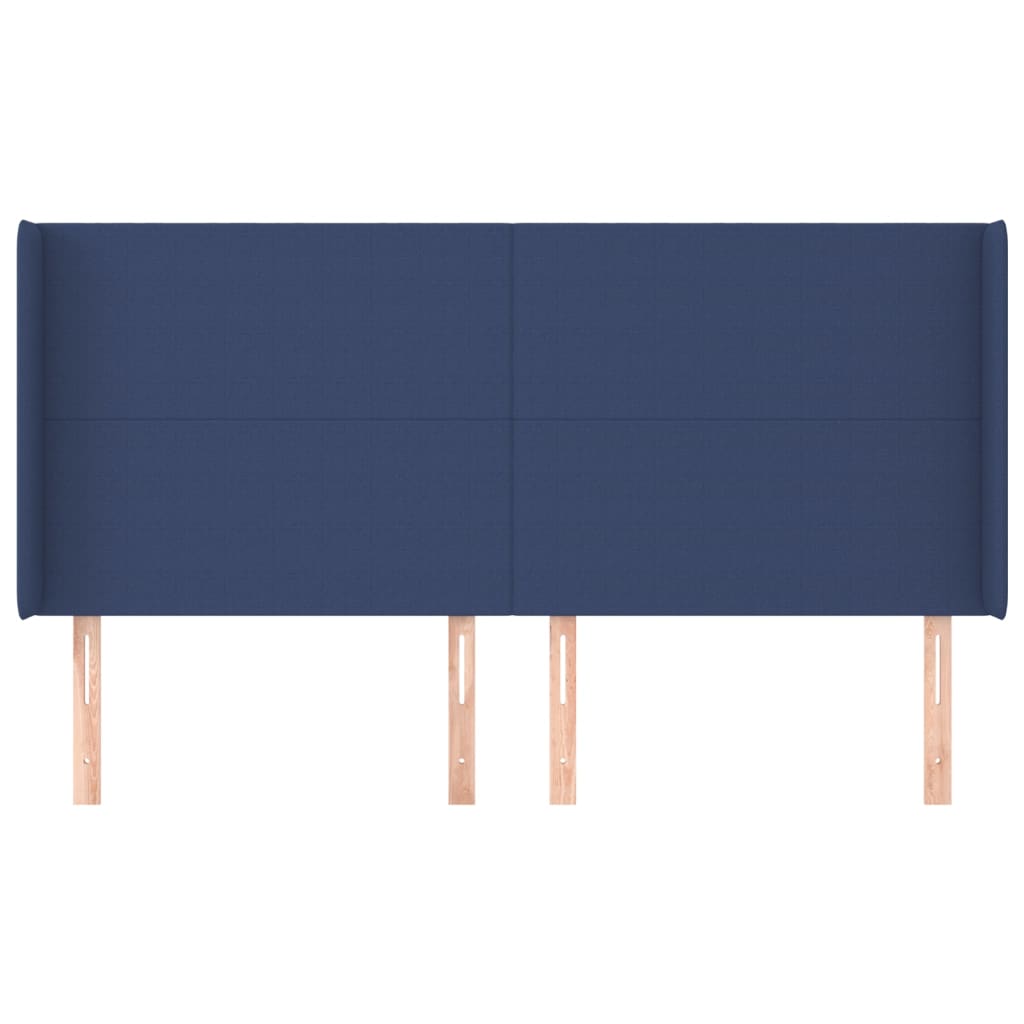 Hoofdbord met randen 203x16x118/128 cm stof blauw Hoofdborden en voetborden | Creëer jouw Trendy Thuis | Gratis bezorgd & Retour | Trendy.nl