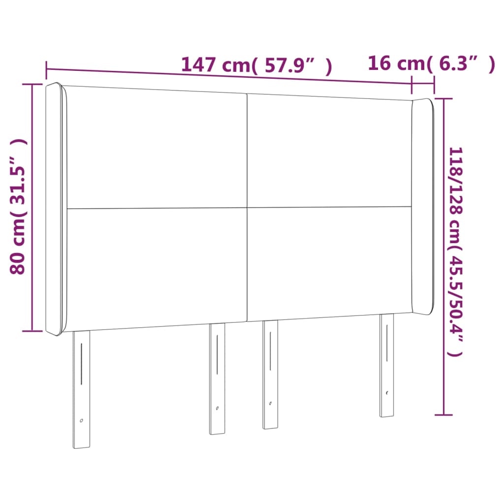 Hoofdbord met randen 147x16x118/128 cm fluweel lichtgrijs Hoofdborden en voetborden | Creëer jouw Trendy Thuis | Gratis bezorgd & Retour | Trendy.nl