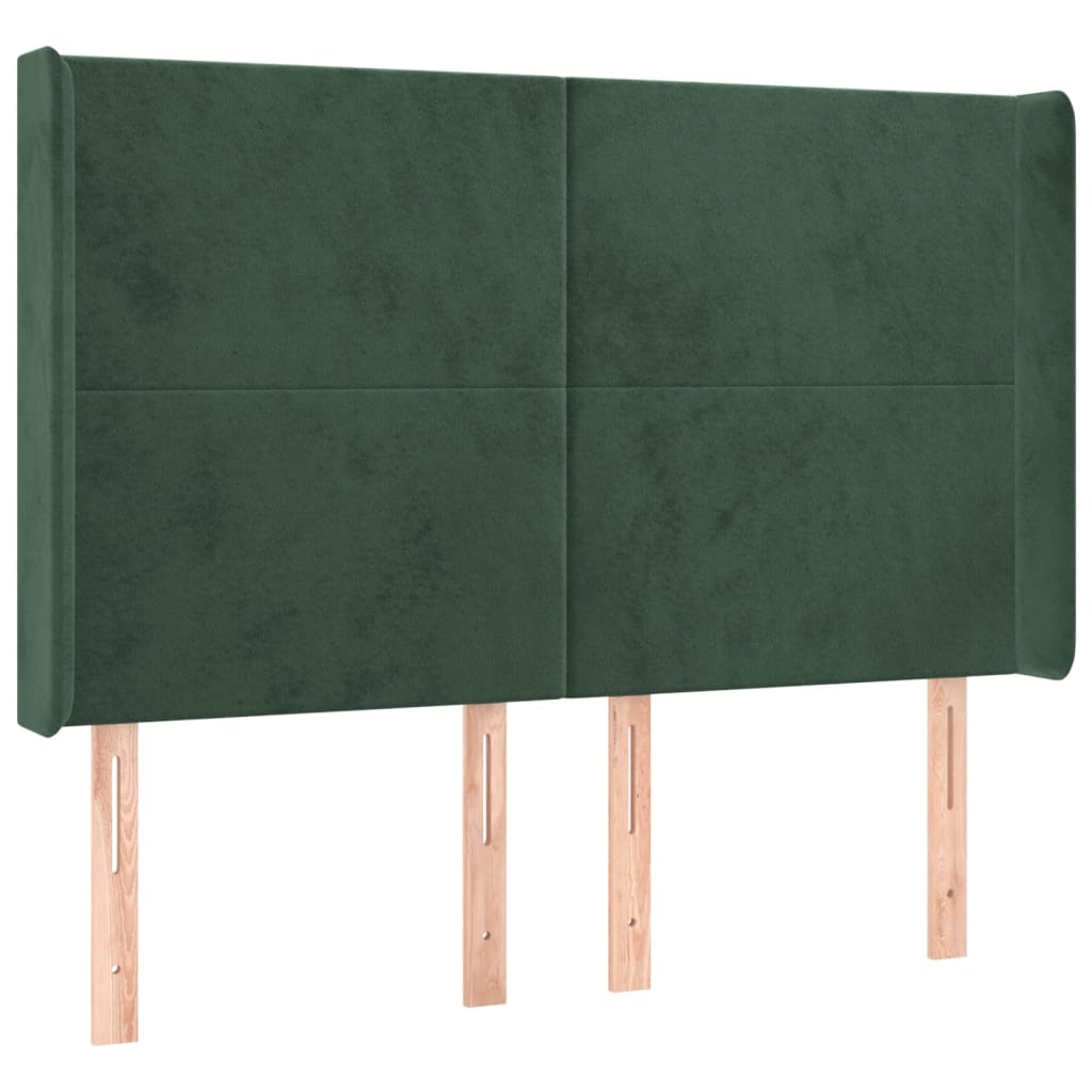 Hoofdbord met randen 147x16x118/128 cm fluweel donkergroen Hoofdborden en voetborden | Creëer jouw Trendy Thuis | Gratis bezorgd & Retour | Trendy.nl