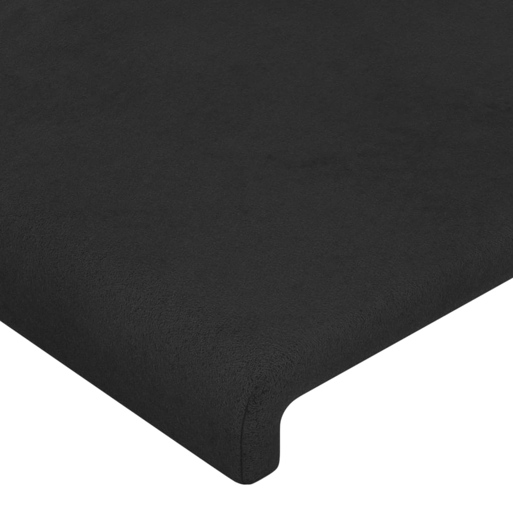 Hoofdbord met randen 163x16x118/128 cm fluweel zwart