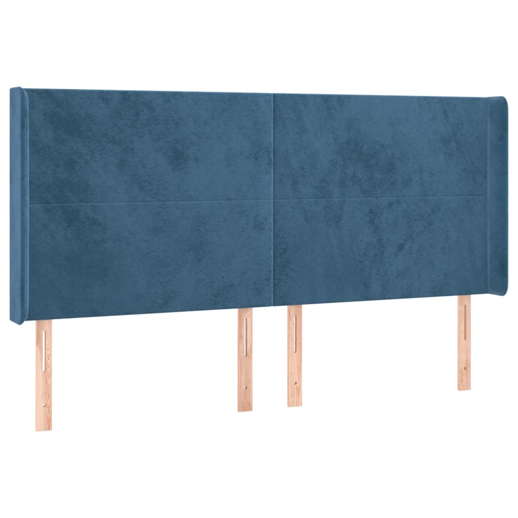 Hoofdbord met randen 203x16x118/128 cm fluweel donkerblauw Hoofdborden en voetborden | Creëer jouw Trendy Thuis | Gratis bezorgd & Retour | Trendy.nl