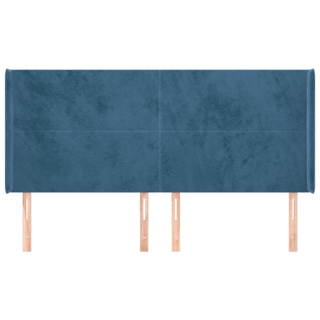 Hoofdbord met randen 203x16x118/128 cm fluweel donkerblauw Hoofdborden en voetborden | Creëer jouw Trendy Thuis | Gratis bezorgd & Retour | Trendy.nl