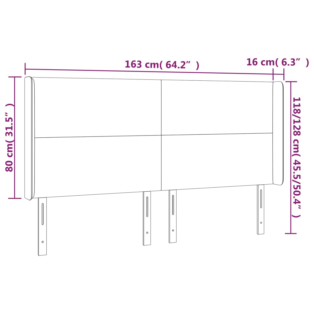 Hoofdbord met randen 163x16x118/128 cm kunstleer grijs Hoofdborden en voetborden | Creëer jouw Trendy Thuis | Gratis bezorgd & Retour | Trendy.nl