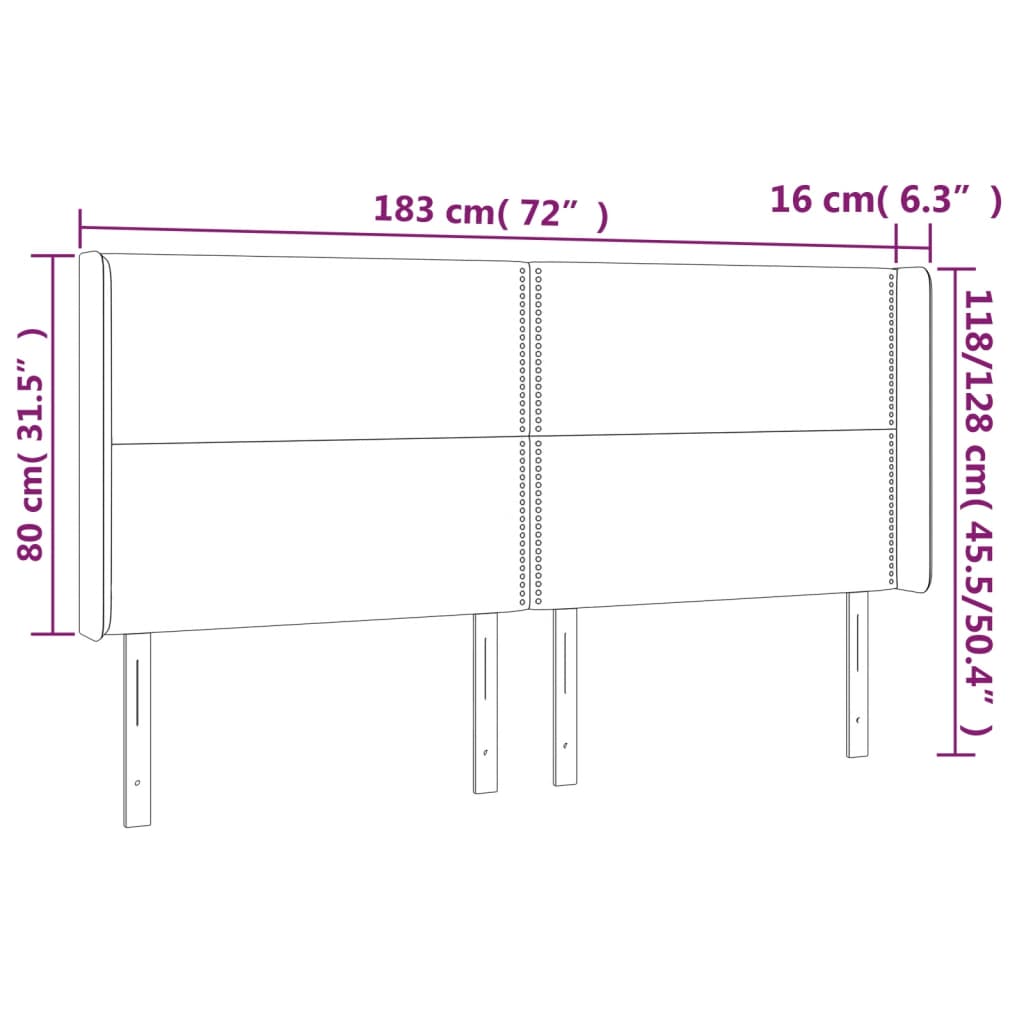 Hoofdbord met randen 183x16x118/128 cm stof taupe Hoofdborden en voetborden | Creëer jouw Trendy Thuis | Gratis bezorgd & Retour | Trendy.nl