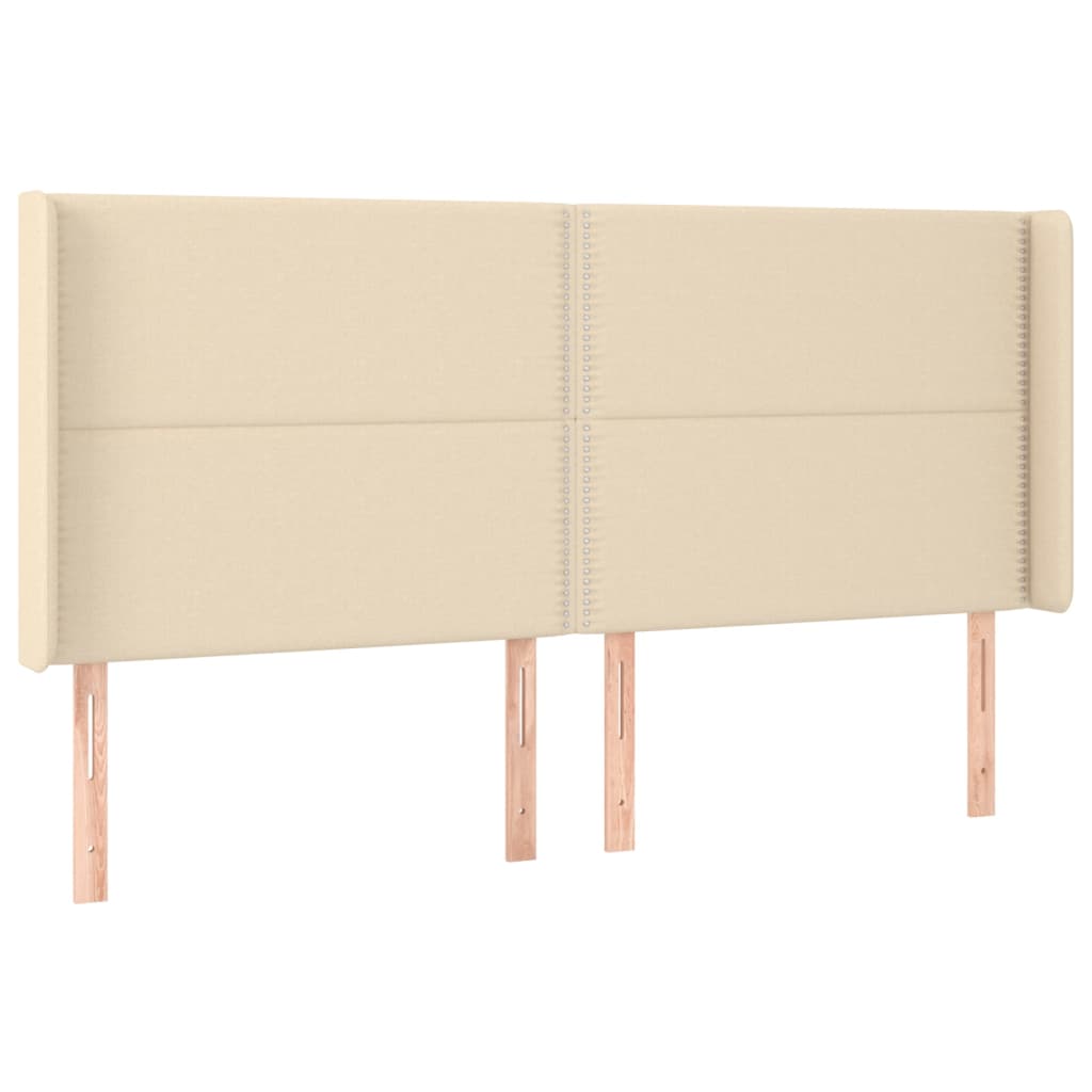 Hoofdbord met randen 203x16x118/128 cm stof crèmekleurig Hoofdborden en voetborden | Creëer jouw Trendy Thuis | Gratis bezorgd & Retour | Trendy.nl