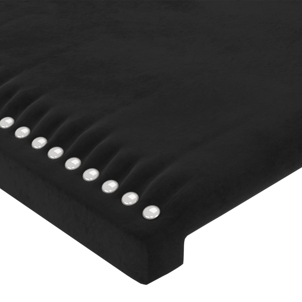 Hoofdbord met randen 147x16x118/128 cm fluweel zwart