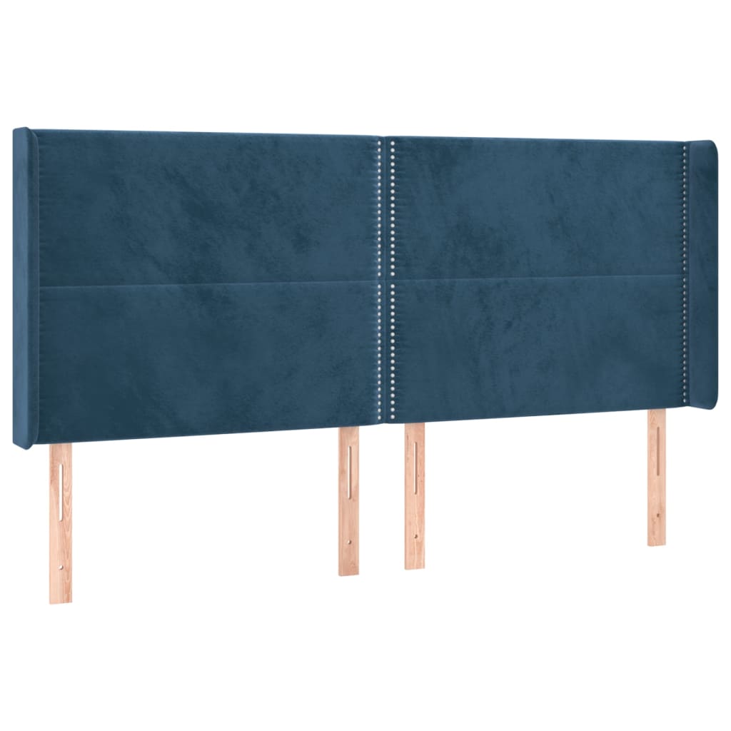 Hoofdbord met randen 163x16x118/128 cm fluweel donkerblauw Hoofdborden en voetborden | Creëer jouw Trendy Thuis | Gratis bezorgd & Retour | Trendy.nl