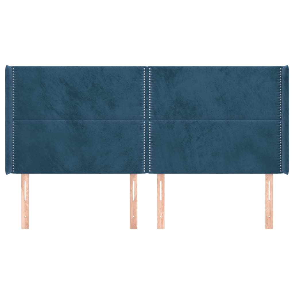 Hoofdbord met randen 163x16x118/128 cm fluweel donkerblauw Hoofdborden en voetborden | Creëer jouw Trendy Thuis | Gratis bezorgd & Retour | Trendy.nl